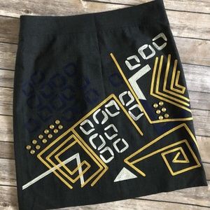 DKNY Abstract Print Embroidered Studded Skirt